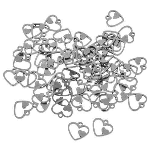 Acciaio inossidabile Cuore Ciondoli, 304 acciaio inox, placcato color argento, DIY, argento, 10x9.50mm, 100PC/borsa, Venduto da borsa