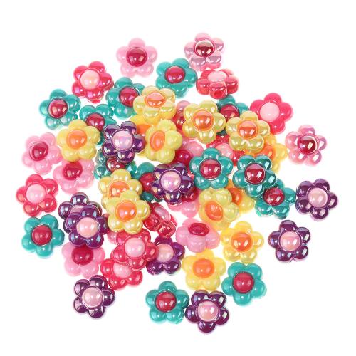 Plated Acrylic Beads, Flower, DIY, mixed colors, 16x9mm, Hole:Approx 2mm, 100PCs/Bag, Sold By Bag