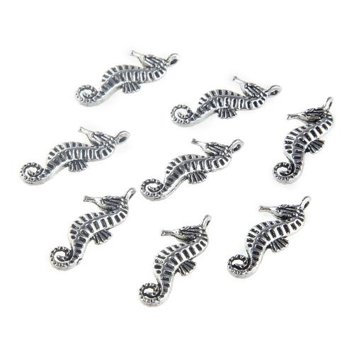 Zinklegierung Tier Anhänger, Seepferd, silberfarben plattiert, DIY, Silberfarbe, frei von Nickel, Blei & Kadmium, 22x9mm, 10PCs/Tasche, verkauft von Tasche