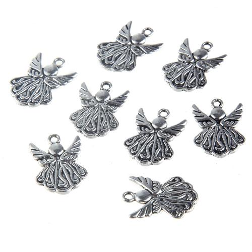 Zinc Alloy Pendler, Angel, sølvfarvet forgyldt, du kan DIY, sølv, nikkel, bly & cadmium fri, 21x15mm, 10pc'er/Bag, Solgt af Bag