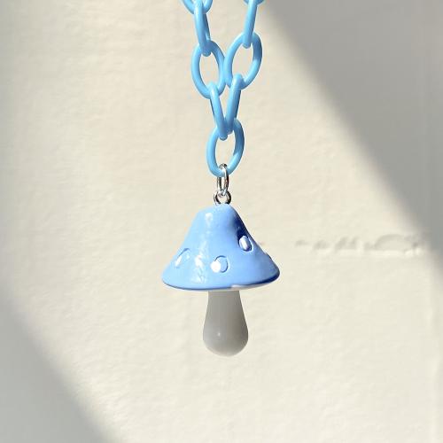 Zinc Alloy Jewelry Necklace with Resin with 5cm extender chain mushroom plated fashion jewelry nickel lead & cadmium free Length 50 cm Sold By PC