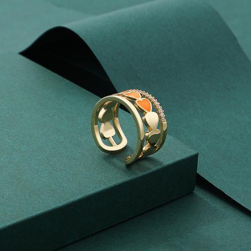 Zinc Alloy Finger Ring gold color plated fashion jewelry & enamel & with rhinestone nickel lead & cadmium free Sold By PC