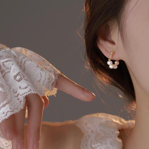 Tibetan Style Stud Earring, with Plastic Pearl, plated, fashion jewelry, more colors for choice, nickel, lead & cadmium free, 16x12mm, Sold By Pair