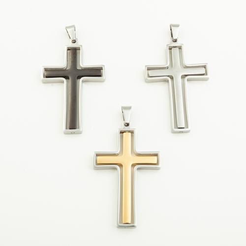 Stainless Steel Cross Pendants, 304 Stainless Steel, Vacuum Ion Plating, DIY, more colors for choice, 42x26mm, Hole:Approx 4mm, Sold By PC