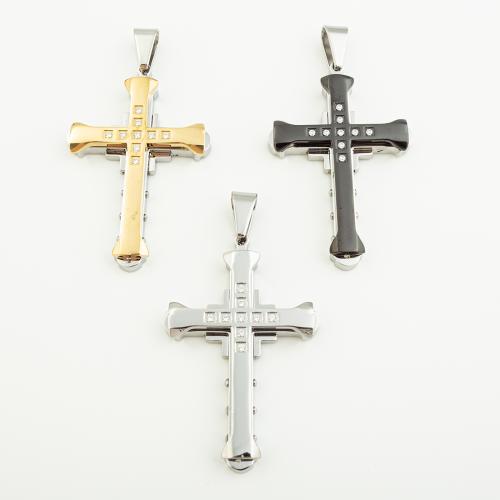 Stainless Steel Cross Pendants, 304 Stainless Steel, Vacuum Ion Plating, DIY, more colors for choice, 60x38mm, Hole:Approx 6mm, Sold By PC