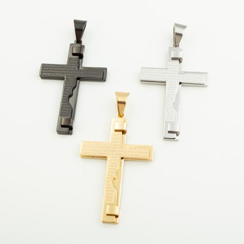 Stainless Steel Cross Pendants, 304 Stainless Steel, Vacuum Ion Plating, DIY, more colors for choice, 56x35mm, Hole:Approx 8mm, Sold By PC