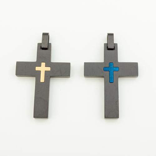 Stainless Steel Cross Pendants, 304 Stainless Steel, Vacuum Ion Plating, DIY, more colors for choice, 42x30mm, Hole:Approx 4mm, Sold By PC