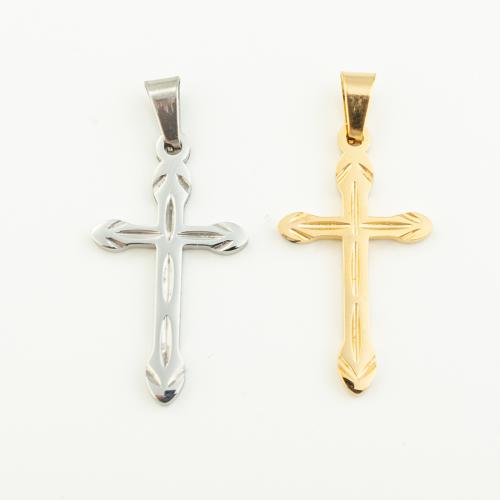 Stainless Steel Cross Pendants, 304 Stainless Steel, Vacuum Ion Plating, DIY, more colors for choice, 31x17mm, Hole:Approx 4mm, Sold By PC