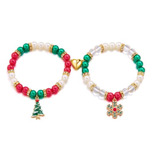 Bracelet de vacances de Noël, résine, avec alliage de zinc, Conception de Noël & unisexe & styles différents pour le choix, 2PC/fixé, Vendu par fixé