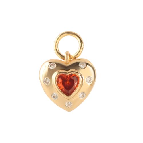 Cubic Zirconia Micro Pave Brass Pendant, Heart, plated, DIY & micro pave cubic zirconia, gold, Sold By PC