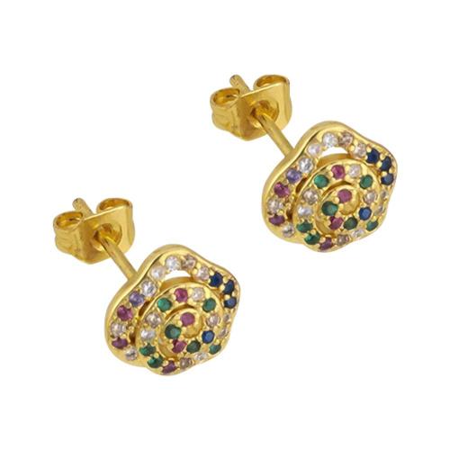 Cubic Zirconia Micro Pave Brass Earring plated & micro pave cubic zirconia & for woman gold Sold By Pair