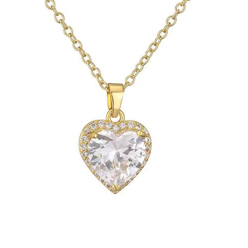 Cubic Zirconia Micro Pave Brass Pendant, Heart, plated, DIY & micro pave cubic zirconia, more colors for choice, Sold By PC