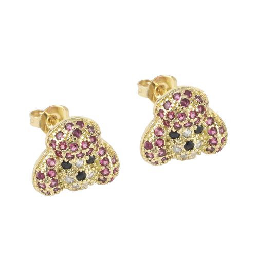 Cubic Zirconia Micro Pave Brass Earring plated & micro pave cubic zirconia & for woman & enamel gold Sold By Pair