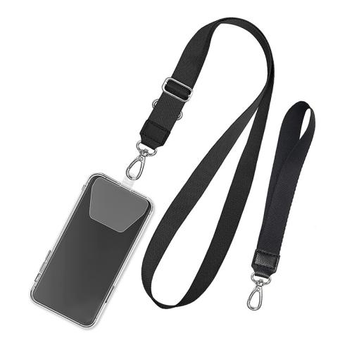 Cell Phone Lanyard, Zinc Alloy, med Læder & Nylon, Bærbare & multifunktionelle & Unisex, sort, Solgt af PC