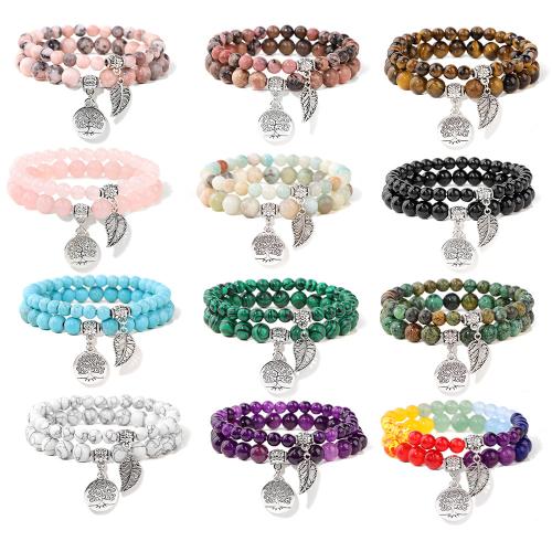 Pulseiras de pedras preciosas, liga de zinco, with Pedra natural, feito à mão, 2 peças & unissex, Mais cores pare escolha, vendido por PC