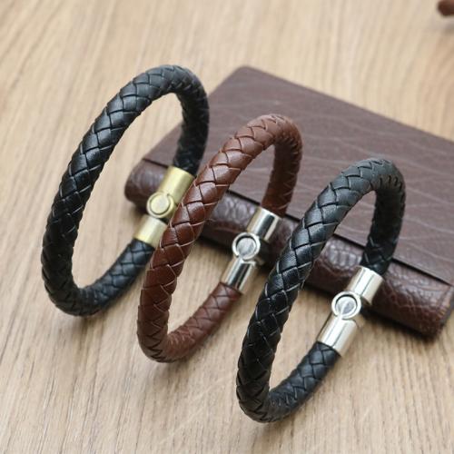 PU Schnur Armbänder, Zinklegierung, mit Magnet & PU Leder, plattiert, unisex & verschiedene Stile für Wahl, keine, frei von Nickel, Blei & Kadmium, Länge:20.5 cm, verkauft von PC