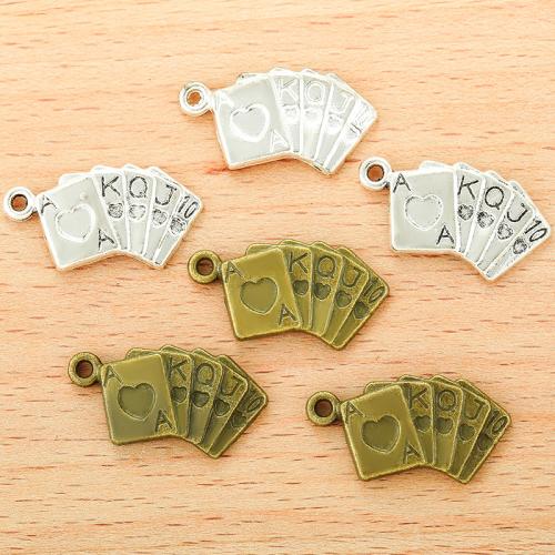 Tibetan Style Pendants, Poker, plated, DIY, more colors for choice, 25x13mm, 100PC/Bag, Sold By Bag