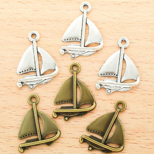 Vehicle Shaped Tibetan Style Pendants, Sail Boat, plated, DIY, more colors for choice, 23x17mm, 100PC/Bag, Sold By Bag