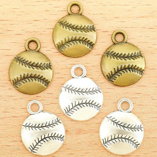 Zinc Alloy Pendler, Baseball, forgyldt, du kan DIY, flere farver til valg, 18x14mm, 100PC/Bag, Solgt af Bag