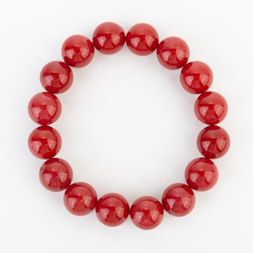 corail synthétique bracelet, style folk & unisexe, beads size 12x12mm, Longueur:Environ 200 mm, Vendu par PC