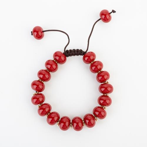 Coral Bracelet, with Polyester Cord, folk style & Unisex, beads size 12x9mm, Length:Approx 280 mm, Sold By PC