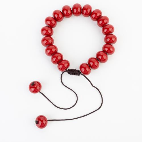 Coral Bracelet, with Polyester Cord, folk style & Unisex, beads size 12x9mm, Length:Approx 290 mm, Sold By PC