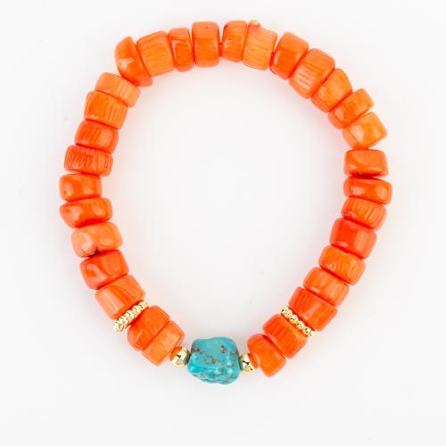 corail synthétique bracelet, style folk & unisexe, beads size 8x6mm, Longueur:Environ 180 mm, Vendu par PC