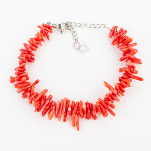 Coral sintético Pulsera, con metal, estilo popular & unisexo, beads size 13x10mm, longitud:aproximado 180 mm, Vendido por UD