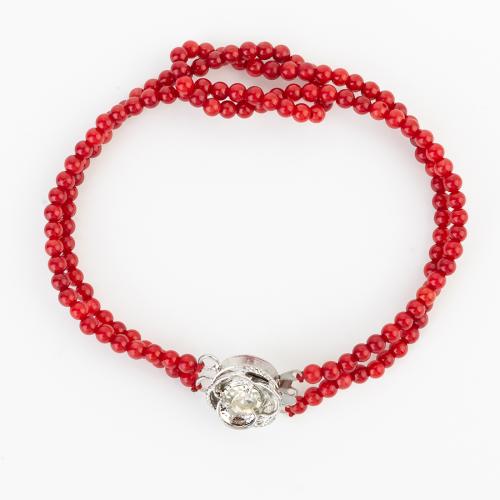 corail synthétique bracelet, avec laiton, style folk & unisexe, beads size 3x3mm, Longueur Environ 200 mm, Vendu par PC