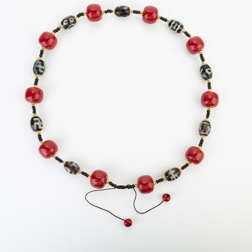 corail synthétique collier, avec laiton, style folk & unisexe, beads size 22x19mm, Longueur Environ 900 mm, Vendu par PC