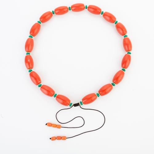 corail synthétique collier, style folk & unisexe, beads size 26x16mm, Longueur:Environ 920 mm, Vendu par PC