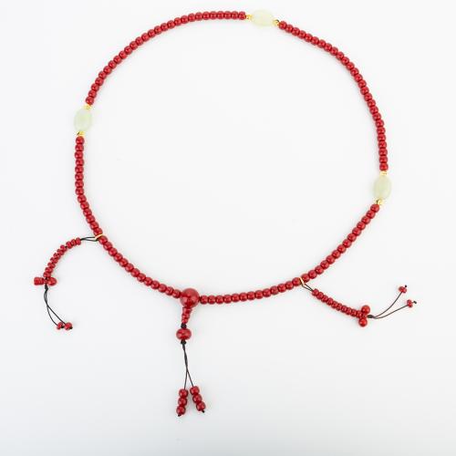 corail synthétique collier, style folk & unisexe, beads size 8x6mm, Longueur Environ 980 mm, Vendu par PC