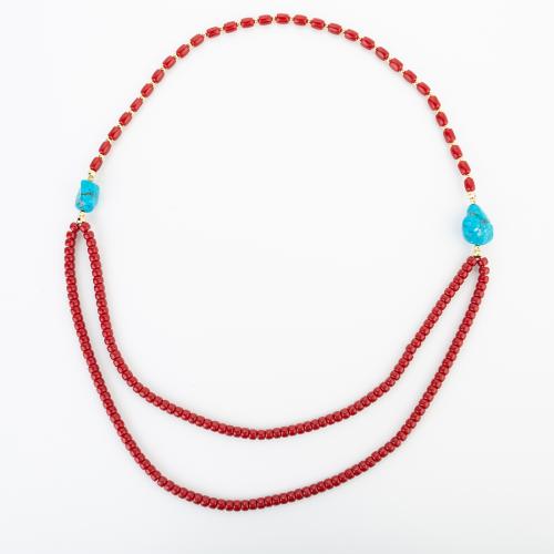 corail synthétique collier, style folk & unisexe, beads size 7x5mm, Longueur:Environ 880 mm, Vendu par PC