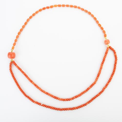 corail synthétique collier, style folk & unisexe, beads size 6x5mm, Longueur:Environ 860 mm, Vendu par PC