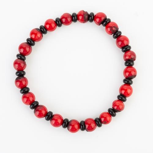 Coral sintético Pulsera, estilo popular & unisexo, beads size 8x8mm, longitud:aproximado 210 mm, Vendido por UD