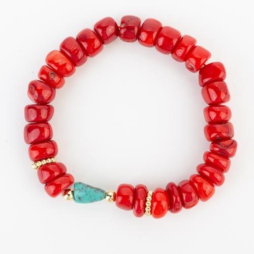 corail synthétique bracelet, style folk & unisexe, beads size 10x6mm, Longueur:Environ 190 mm, Vendu par PC