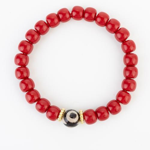 corail synthétique bracelet, style folk & unisexe, beads size 8x6mm, Longueur Environ 190 mm, Vendu par PC