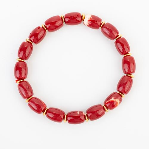 corail synthétique bracelet, style folk & unisexe, beads size 10x8mm, Longueur Environ 190 mm, Vendu par PC