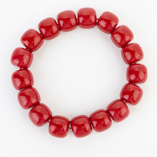 corail synthétique bracelet, style folk & unisexe, beads size 12x11mm, Longueur:Environ 200 mm, Vendu par PC