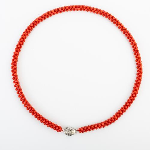 corail synthétique collier, avec laiton, style folk & unisexe, beads size 7x7mm, Longueur:Environ 480 mm, Vendu par PC