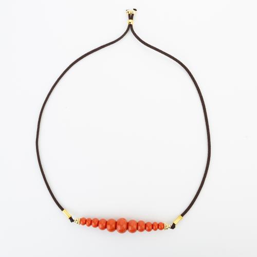 corail synthétique collier, avec cordon de polyester, style folk & unisexe, beads size 16x11mm, Longueur:Environ 600 mm, Vendu par PC