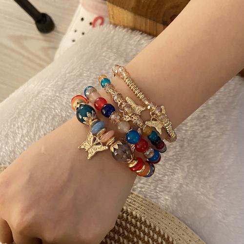 Acrylic Bracelets, with Copper Coated Plastic & Tibetan Style, 4 pieces & fashion jewelry & Unisex, more colors for choice, Sold By Set