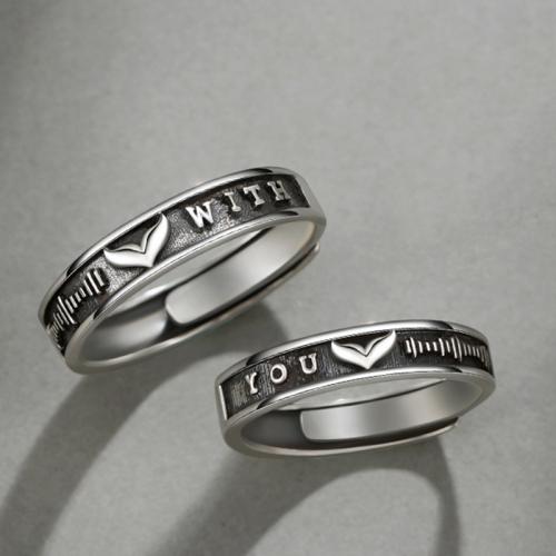 Couple Finger Rings, Brass, antique silver color plated, Adjustable & fashion jewelry & Unisex, Inner diameter 17mm, Sold By PC