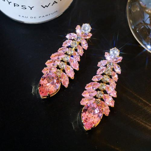 Tibetan Style Stud Earring, fashion jewelry & for woman & with rhinestone, 57x17mm, Sold By Pair