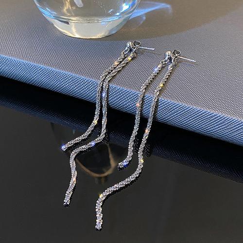 Boucle d'oreille dormeuse en alliage de zinc, bijoux de mode & pour femme, plus de couleurs à choisir, 60x4mm, Vendu par paire