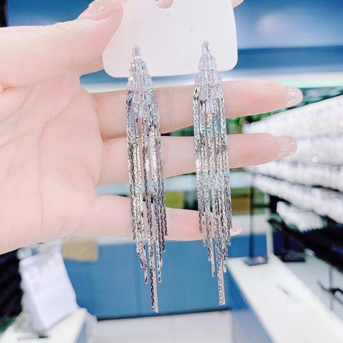 Tibetan Style Stud Earring, fashion jewelry & for woman & with rhinestone, more colors for choice, 95x9mm, Sold By Pair