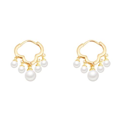 Zinc Alloy Oorbellen, met Plastic Pearl, mode sieraden & voor vrouw, 21x15mm, Verkocht door pair