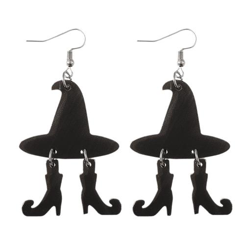 Acryl Drop Earring, met 304 roestvrij staal, Halloween Jewelry Gift & voor vrouw, zwart, 72x40mm, Verkocht door pair