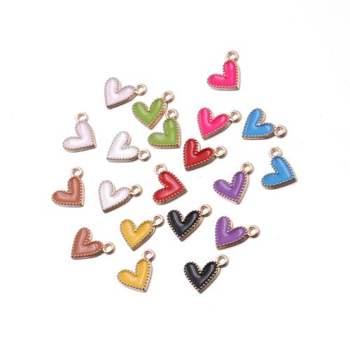 Colgantes de Aleación de Zinc en Forma de Corazón, chapado en oro KC, Bricolaje & esmalte, más colores para la opción, libre de níquel, plomo & cadmio, 13x13mm, 30PCs/Bolsa, Vendido por Bolsa