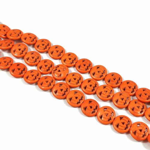 Joyería del grano de Halloween, Turquesa sintético, Calabaza, Diseño de Halloween & Bricolaje, más colores para la opción, libre de níquel, plomo & cadmio, 15mm, 25PCs/Sarta, Vendido para aproximado 37.5-38 cm Sarta